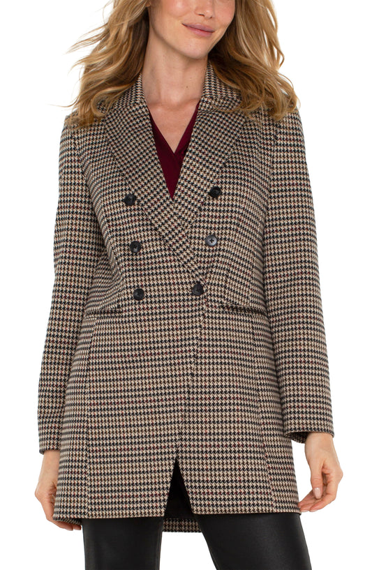 LIVERPOOL WOMENS DOUBLEBREASTED LONGLINE BLAZER - HOUNDSTOOTH