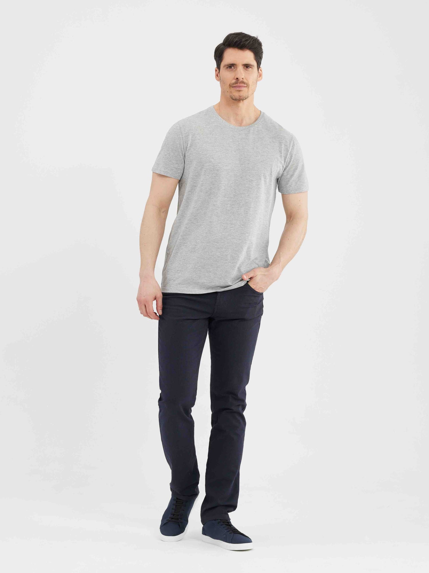 LOIS GREY MIX MATT CREW NECK T-SHIRT