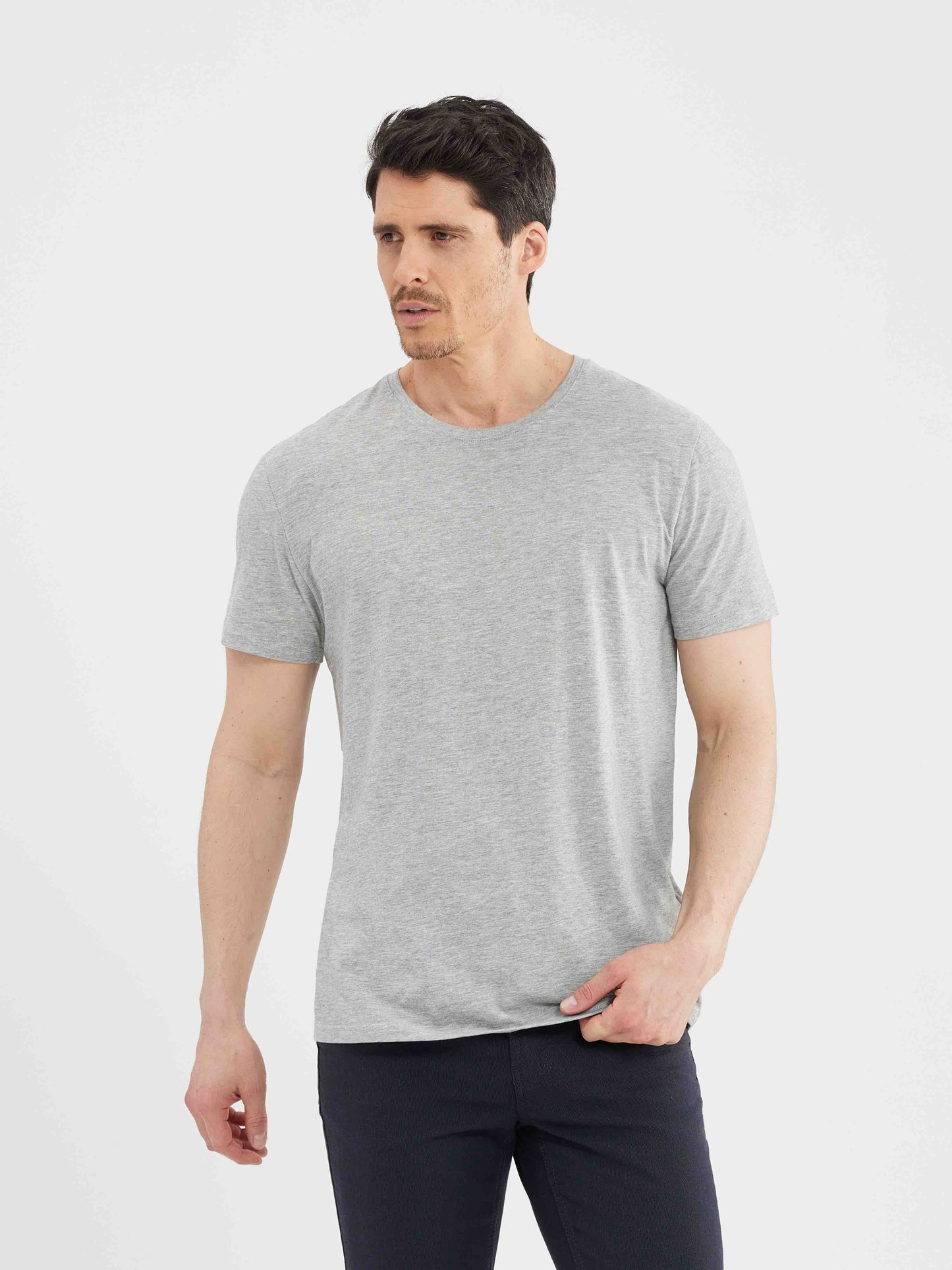 LOIS GREY MIX MATT CREW NECK T-SHIRT