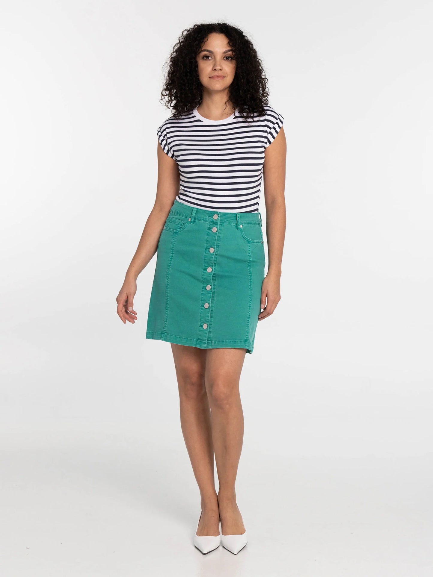 LOIS SEA GREEN SIMONE BUTTONED RELAXED FIT SKIRT