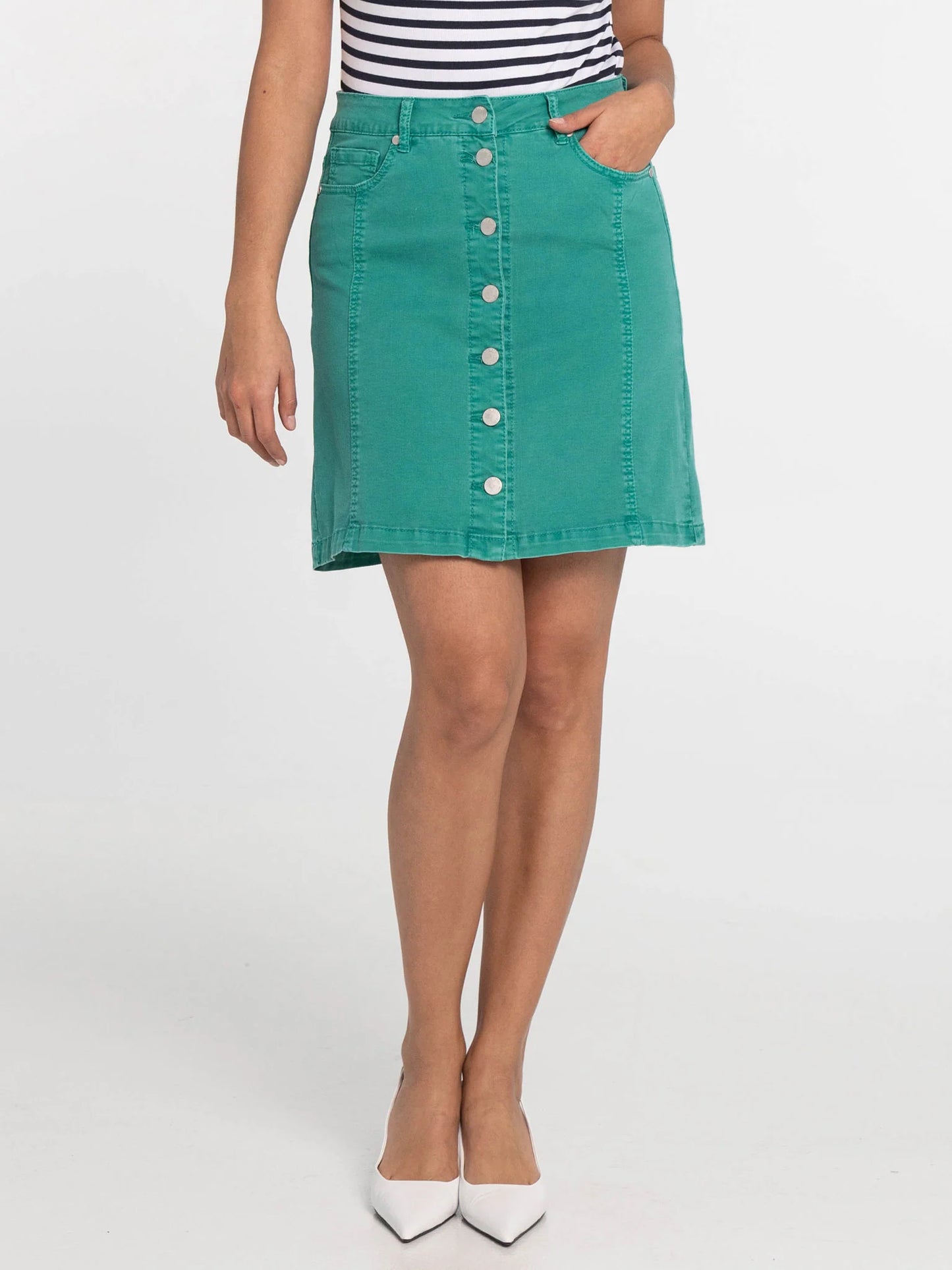 LOIS SEA GREEN SIMONE BUTTONED RELAXED FIT SKIRT