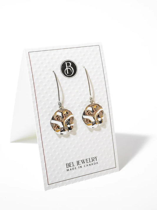 BEL JEWLERY AVA STAINLESS STEEL CIRCLE TEXTURE EARRINGS