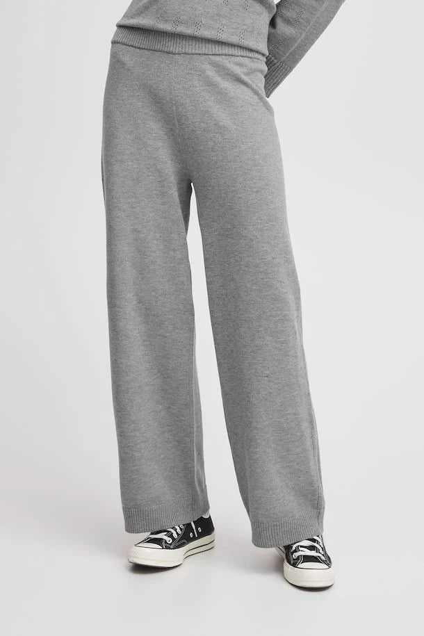 ICHI BEANCHE PANTS IN GREY MELANGE