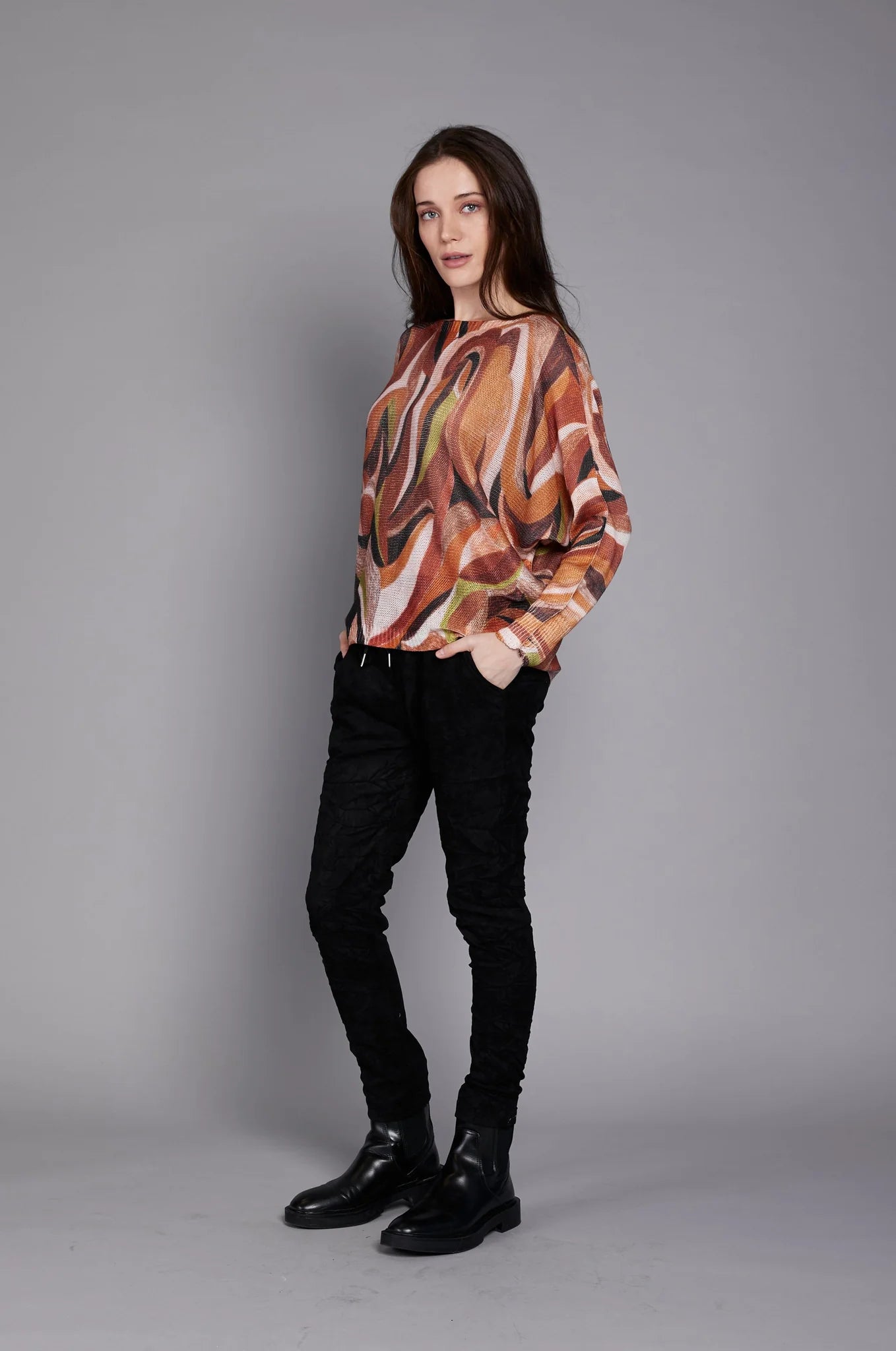 ELISSIA BLACK SUEDE TIE FRONT PANTS