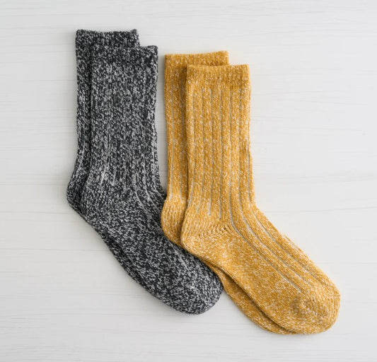 LEMON GOLD  2 PACK BOYFRIEND BOOT CREW SOCKS