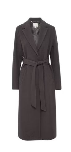 ICHI JANNET MID LENGTH OVERCOAT IN FORGED IRON