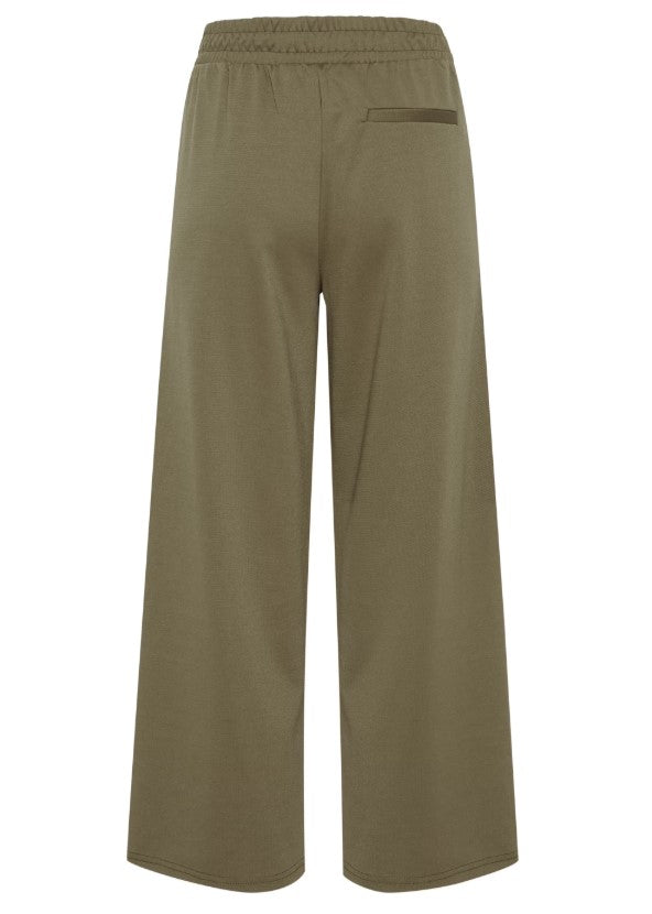 ICHI KATE WIDE LEG CROPPED TROUSERS IN KALAMATA