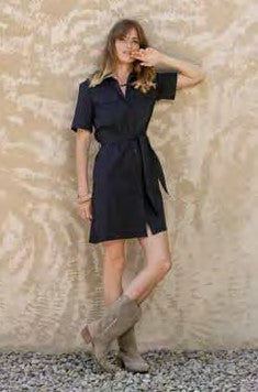 LOLA ESPELETA DRESS STRUCTED WITH TIE IN BLACK