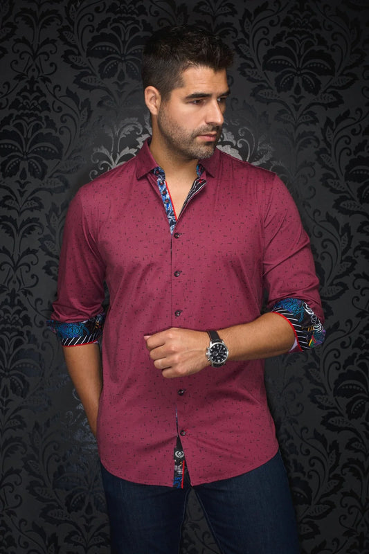 AU NOIR WALLACE RED EXTRA STRETCH KNIT SHIRT