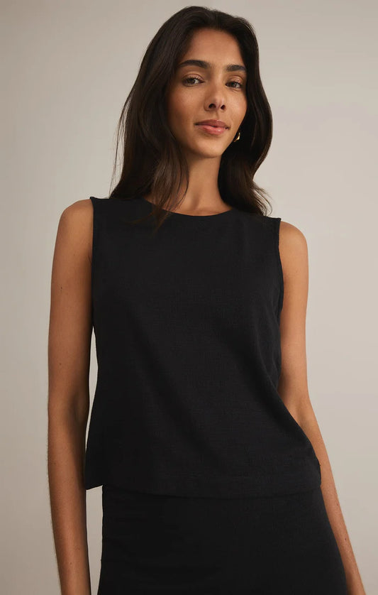Z SUPPLY SLOANE TEXTURE TOP IN BLACK