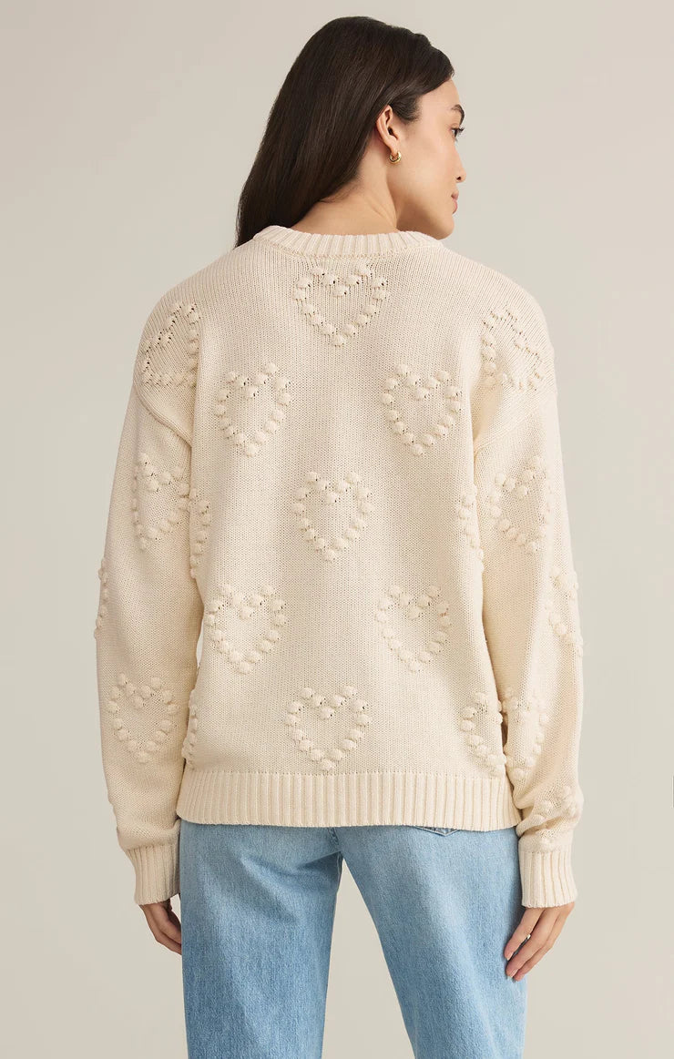 Z SUPPLY SWEET THING HEART SWEATER IN SANDSTONE
