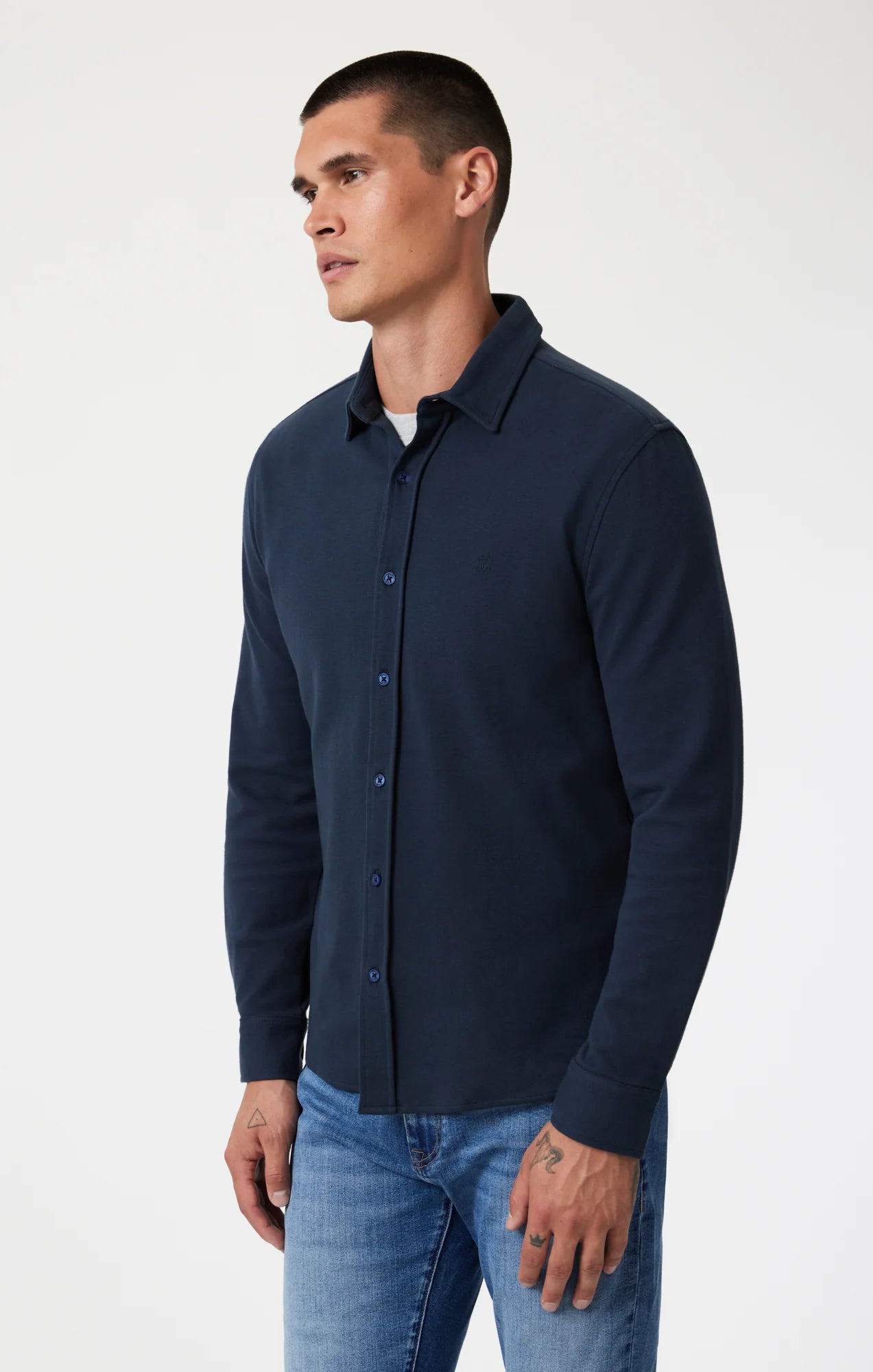 MAVI LONG BUTTON-UP LONG SLEEVE SHIRT BLUEBERRY