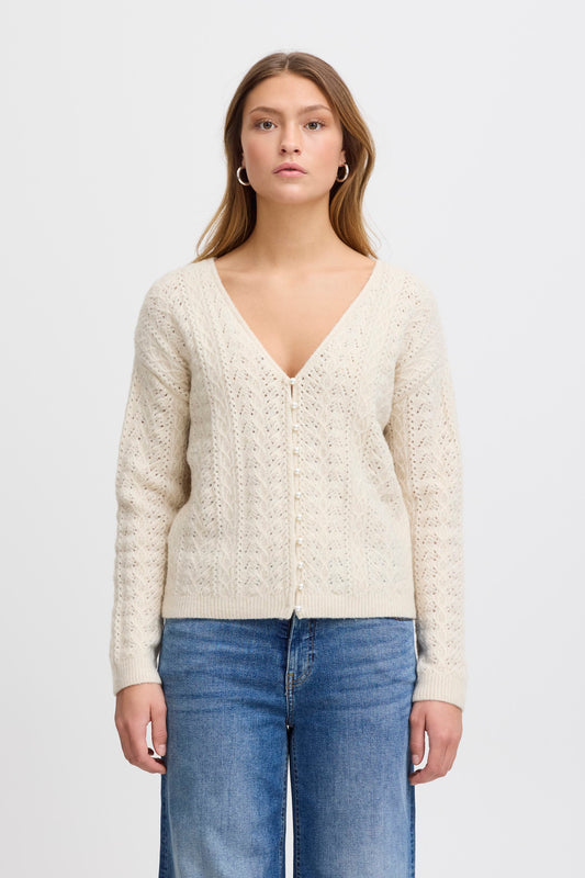 ICHI ALMOND MILK LIYANNA KNIT CARDIGAN