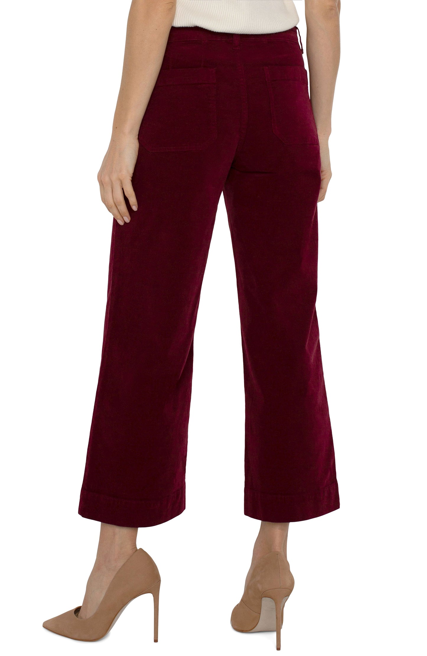 LIVERPOOL WOMENS CROP WIDE LEG PATCH RUBY RED