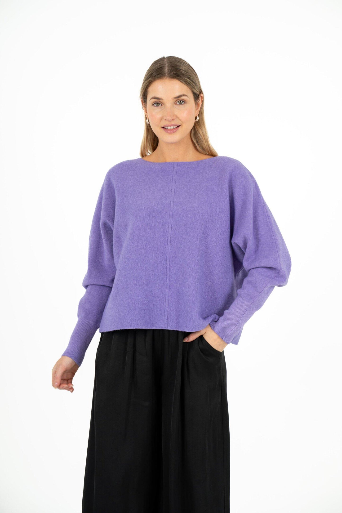 M MADE IN ITALY AMETHYST ORCHID KNIT SWEATER