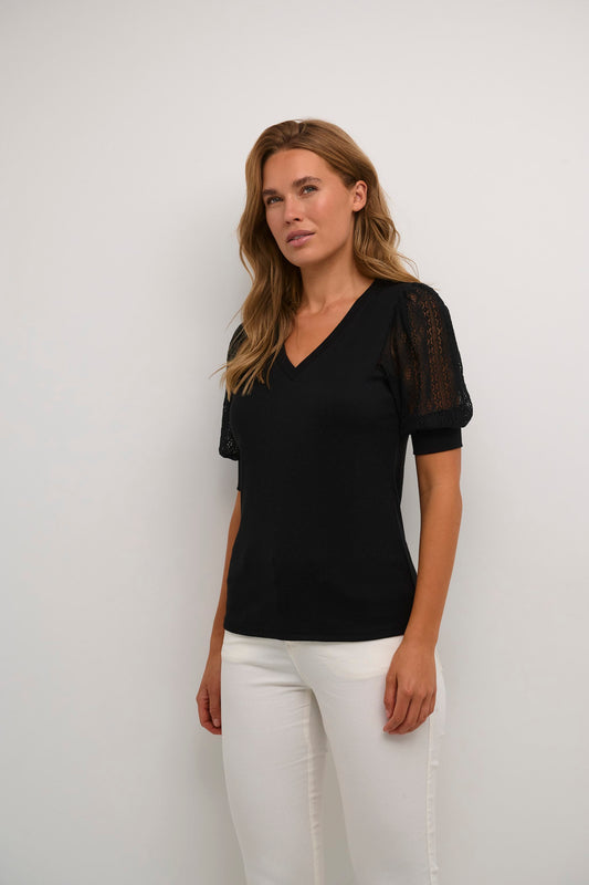 KAFFE BLACK DEEP MELANA JERSEY BLOUSE