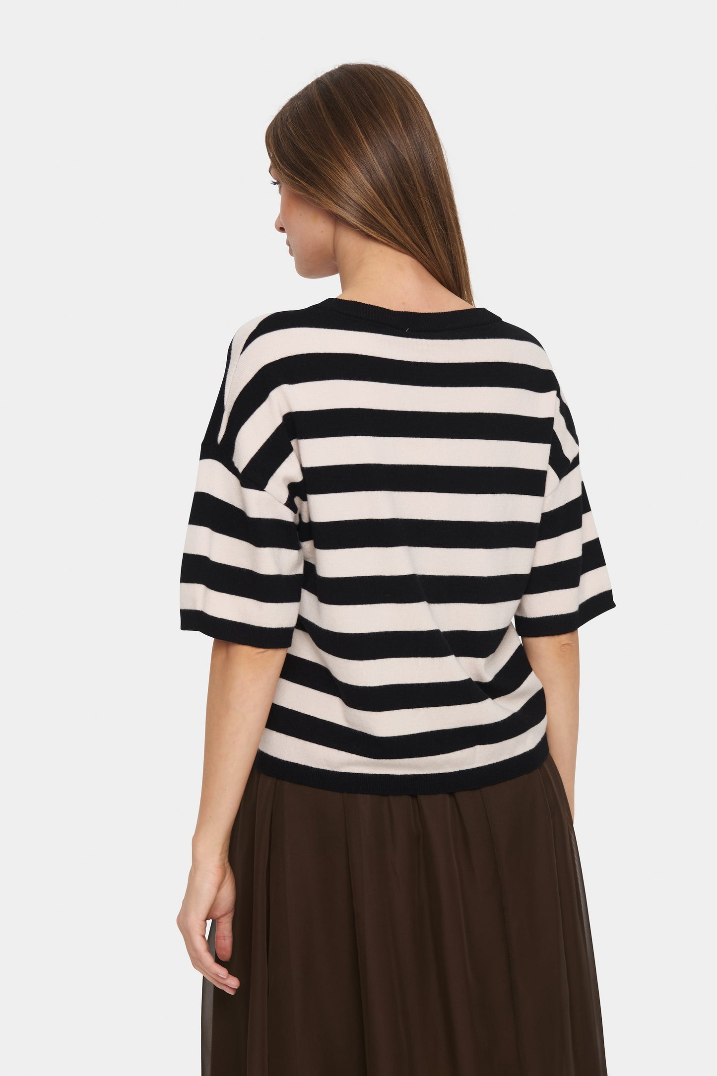 SAINT TROPEZ BLACK  STRIPED FIKAM CARDIGAN