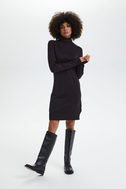 SAINT TROPEZ BLACK MILA ROLLNECK DRESS