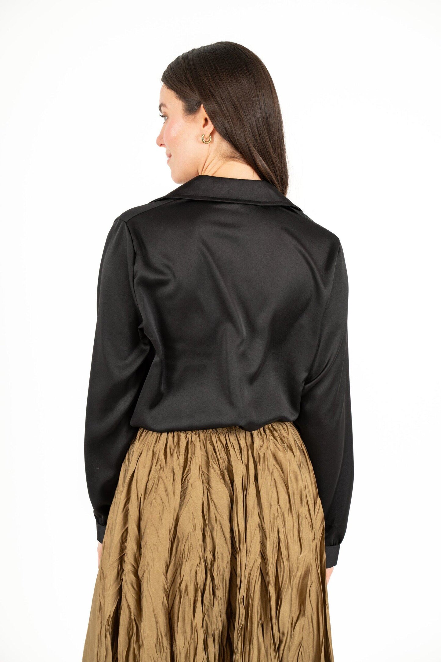 M MADE IN ITALY BLACK WOVEN BLOUSE