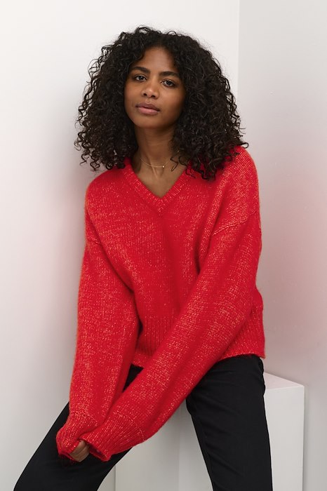 KAFFE FIERY RED MELANGE TRINA PULLOVER