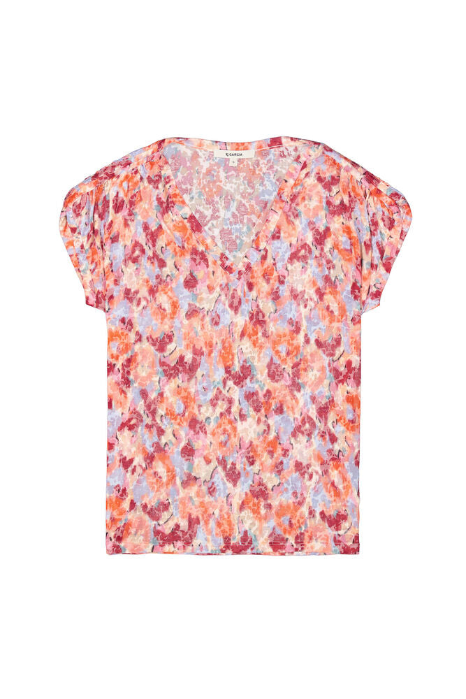 GARCIA PRINTED T-SHIRT IN TANGERINE RED