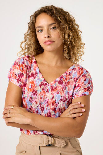 GARCIA PRINTED T-SHIRT IN TANGERINE RED