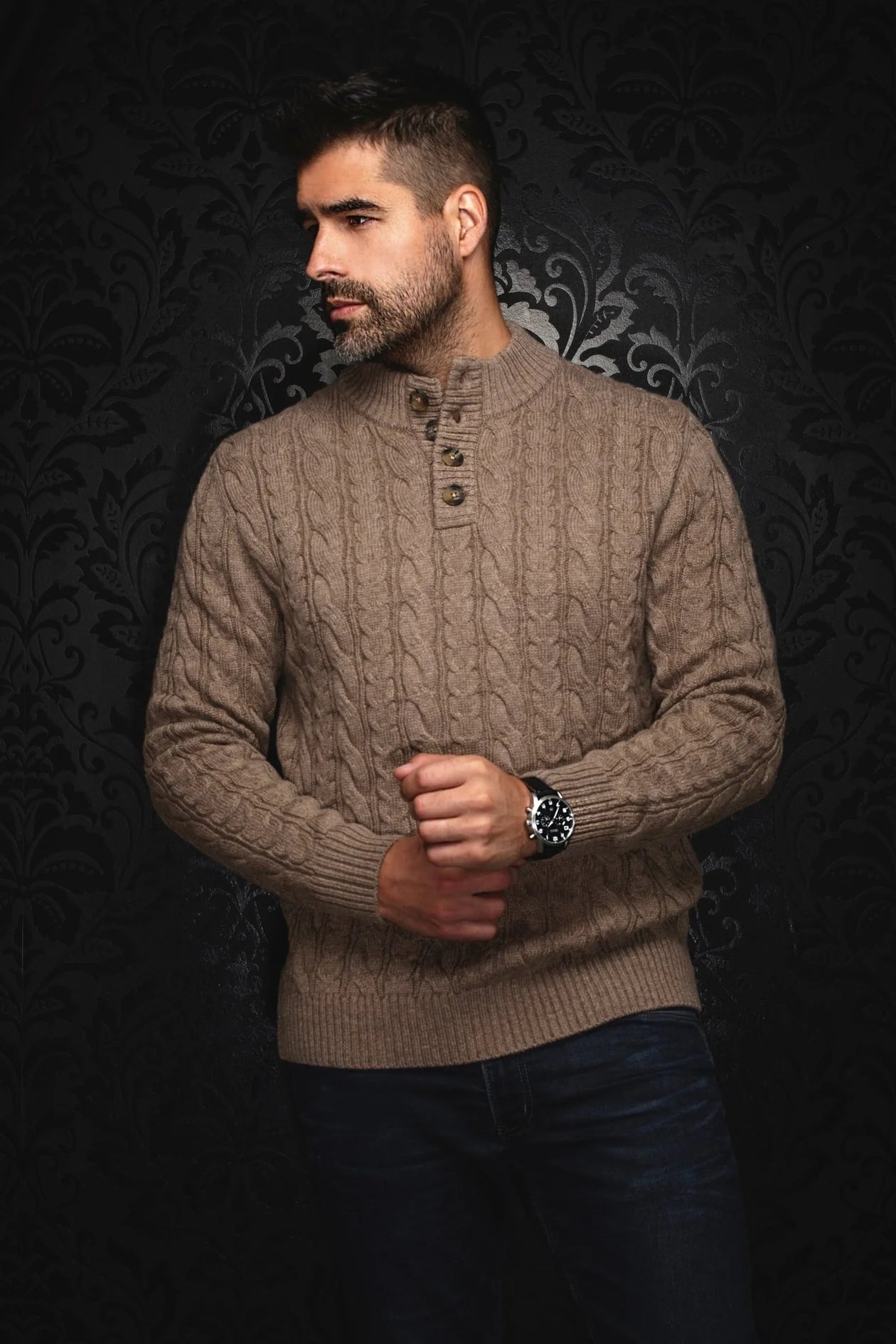 AU NOIR OSLO MERINO WOOL SWEATER IN TAUPE