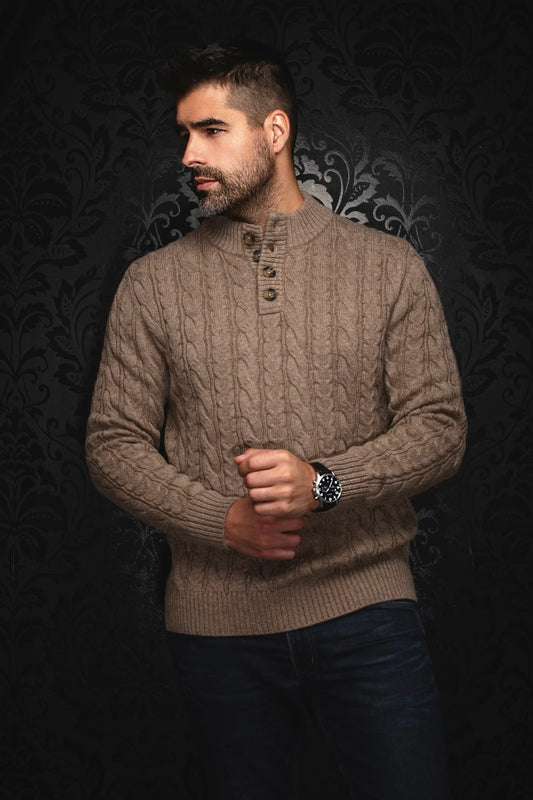 AU NOIR OSLO MERINO WOOL SWEATER IN TAUPE