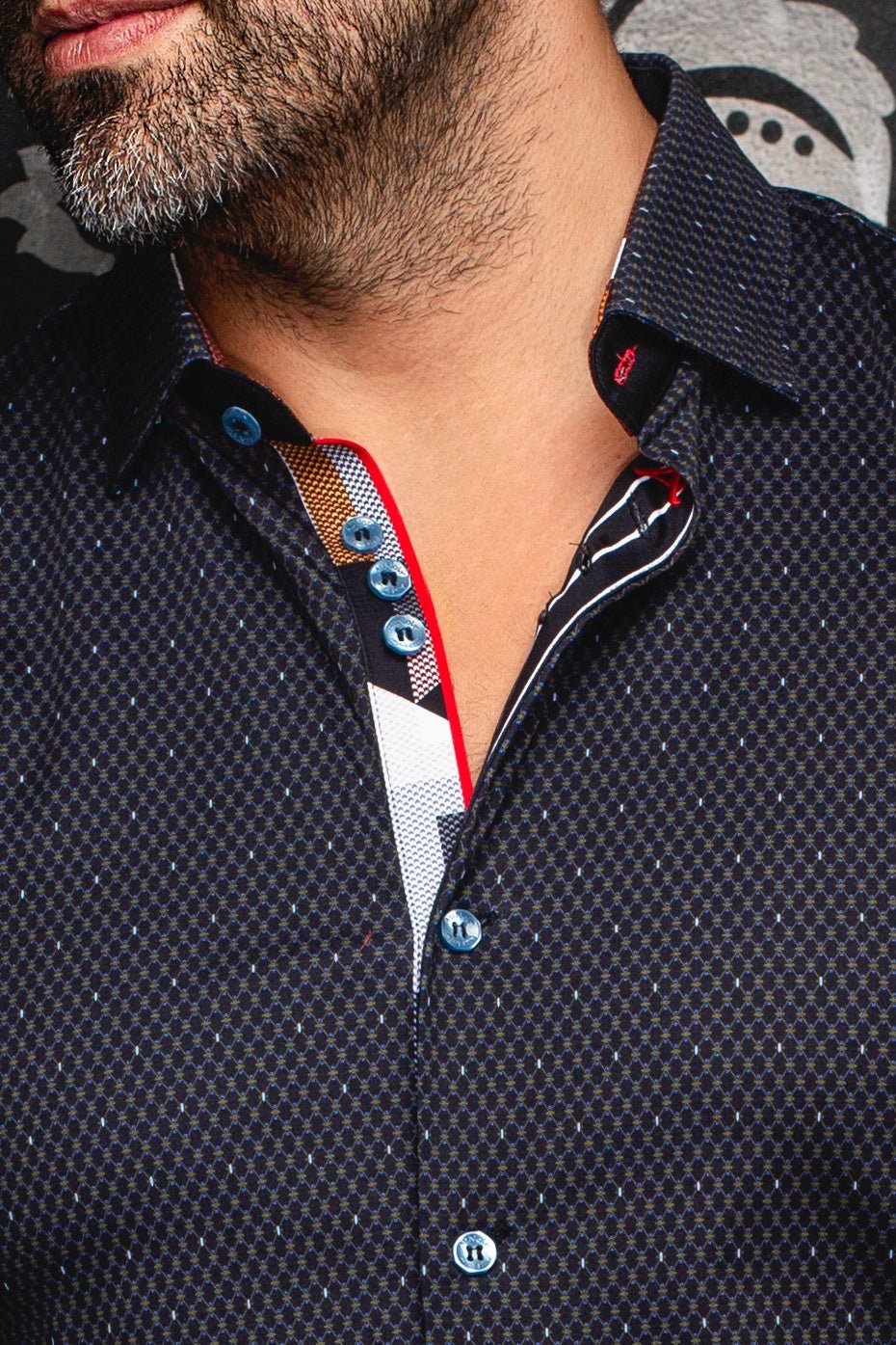 AU NOIR HOUND 360° STRETCH LONG SLEEVE DRESS SHIRT IN BLACK OLIVE