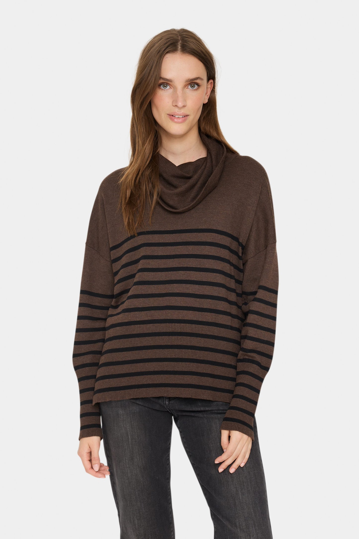 SAINT TROPEZ DARK OAK MELANGE GRILA PULLOVER