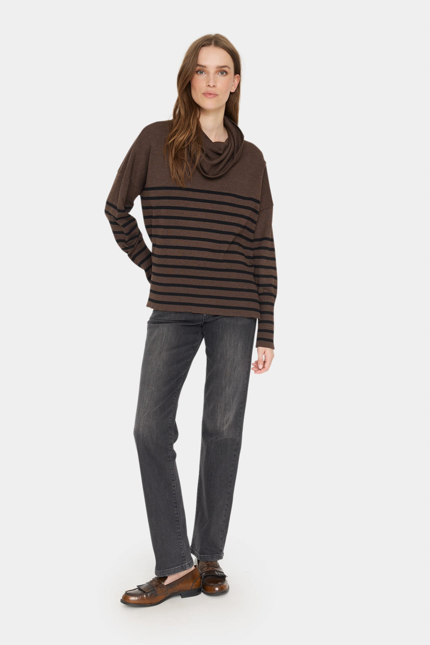 SAINT TROPEZ DARK OAK MELANGE GRILA PULLOVER