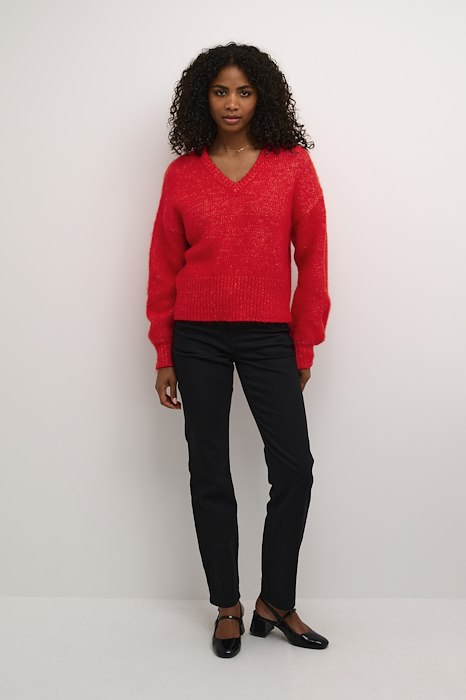 KAFFE FIERY RED MELANGE TRINA PULLOVER