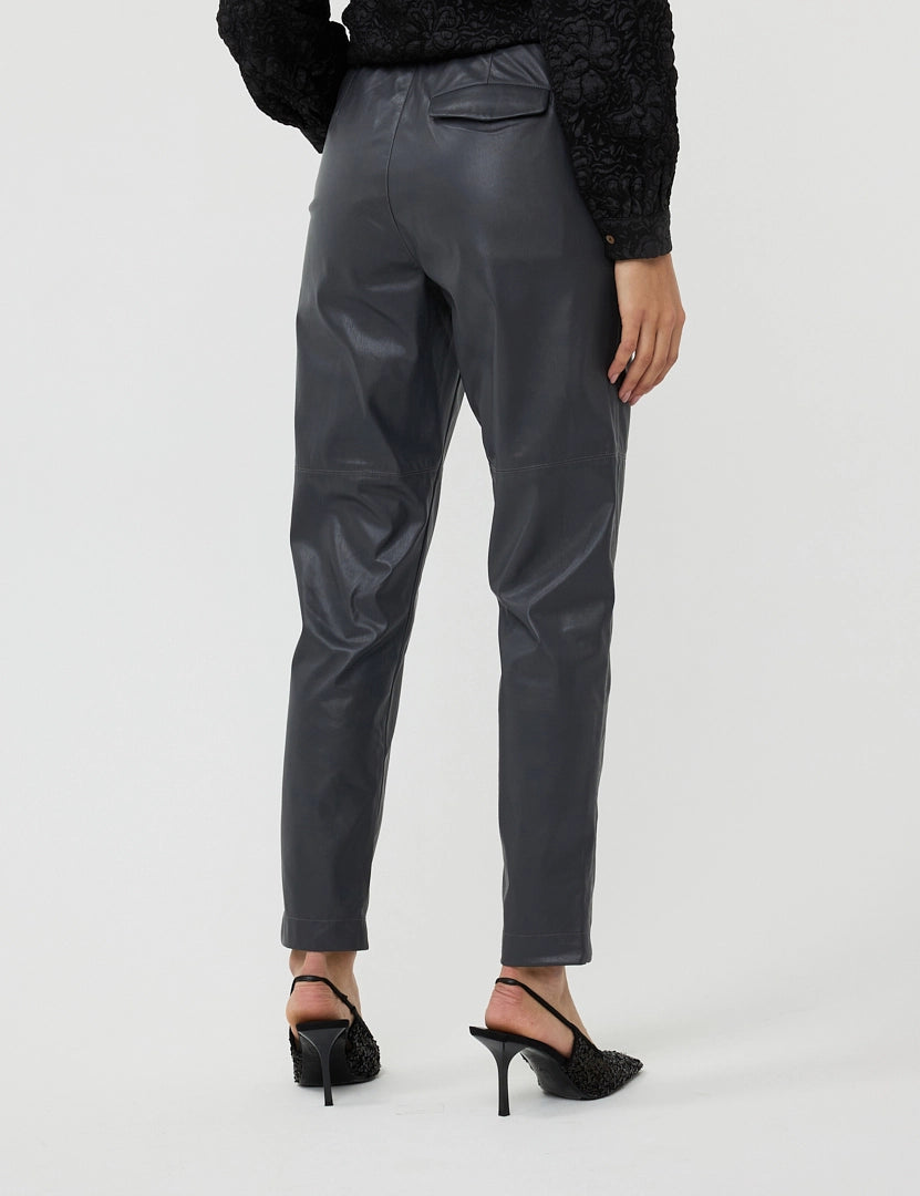 ESQUALO VEGAN LEATHER JOGGERS IN GREY