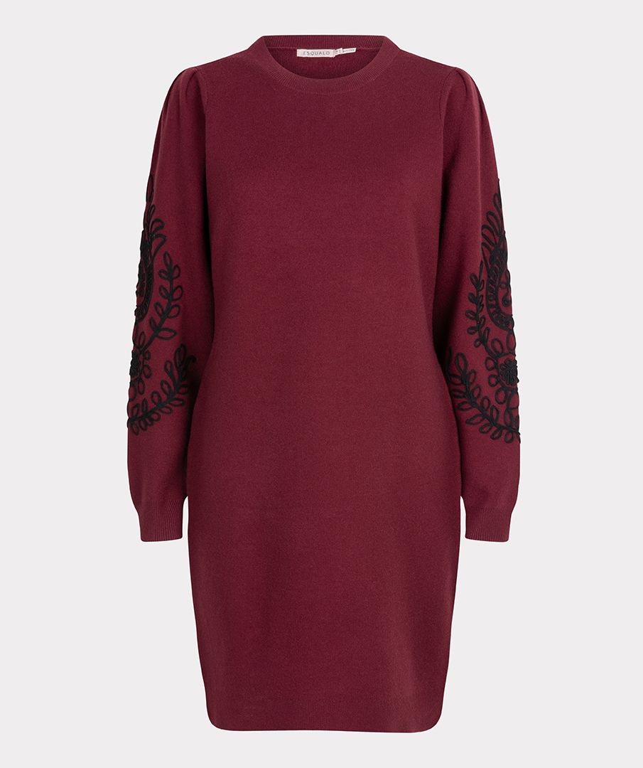 ESQUALO TAPE EMROIDERY DRESS IN WINE