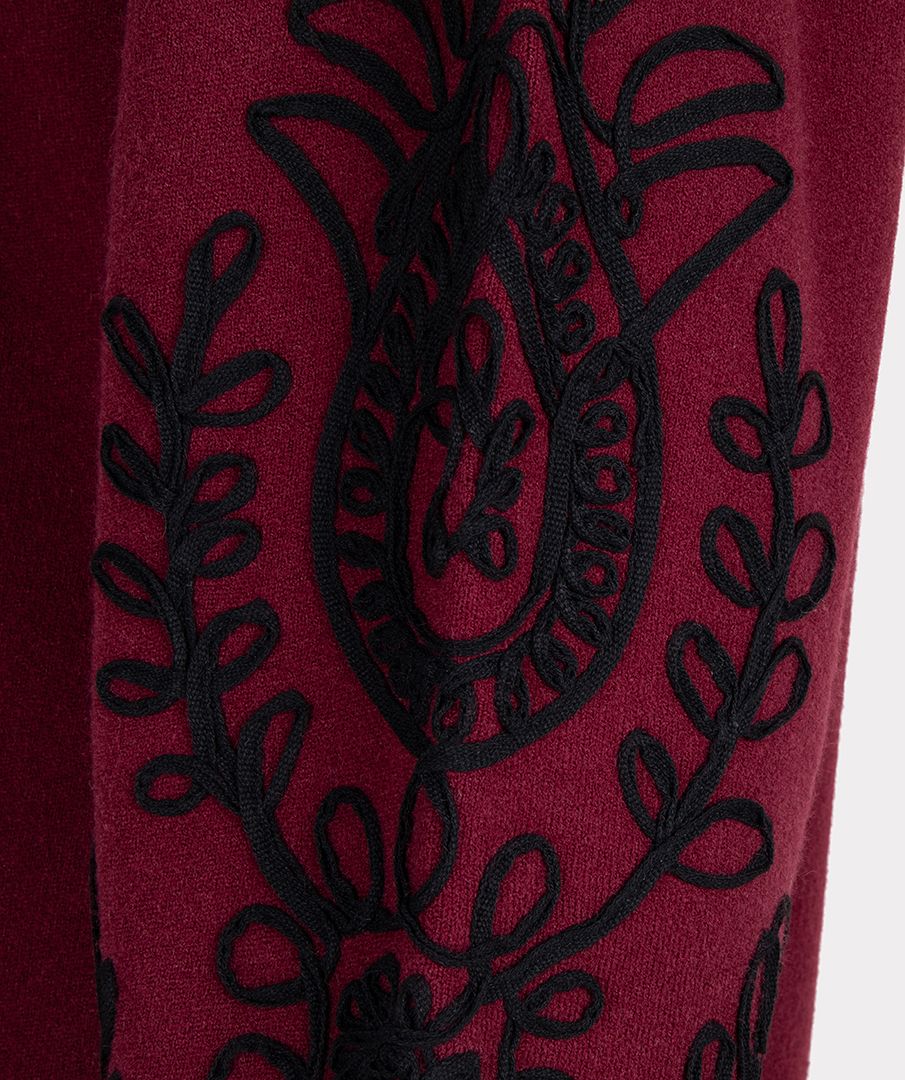 ESQUALO TAPE EMROIDERY DRESS IN WINE