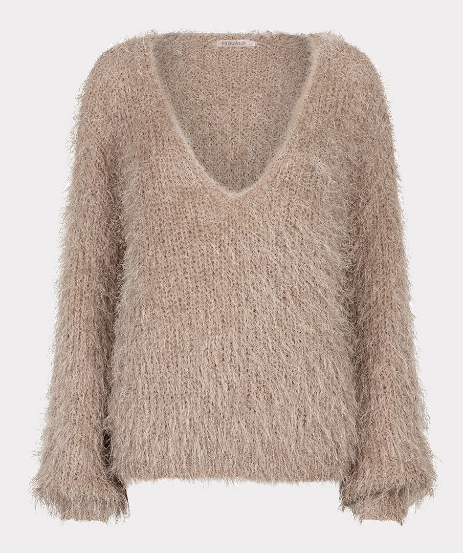 ESQUALO SHORT HAIRY SWEATER IN SAND