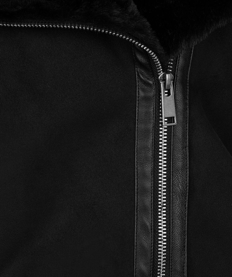 ESQUALO BLACK FAKE FUR AND SUEDE VEST IN BLACK