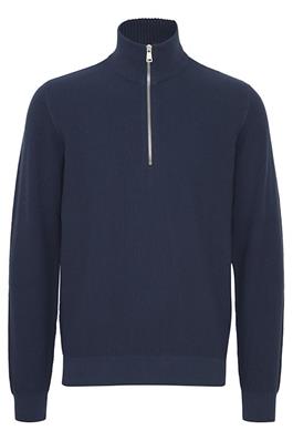 BLEND HALF ZIP SWEATER IN DRESS BLUES
