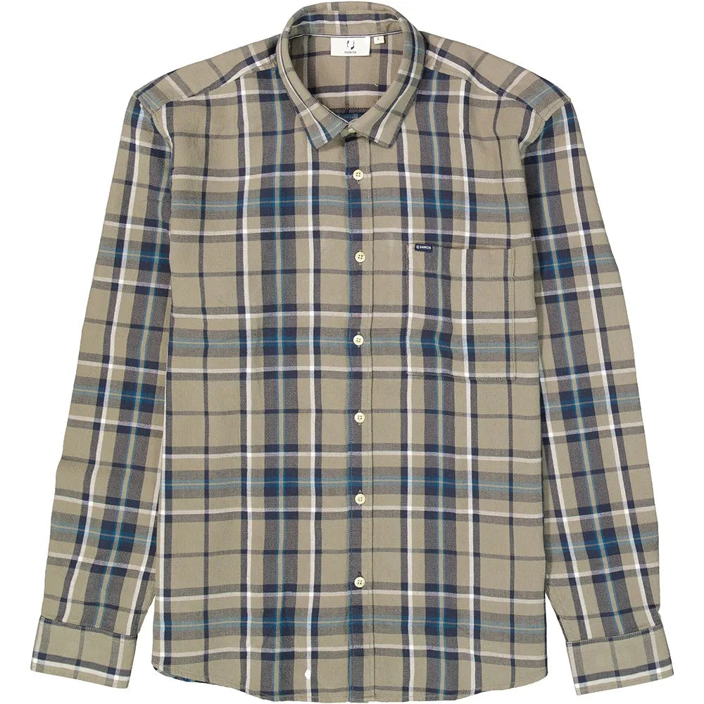 GARCIA MEN'S LONG SLEEVE CHECKED BUTTON SHIRT IN VETIVER