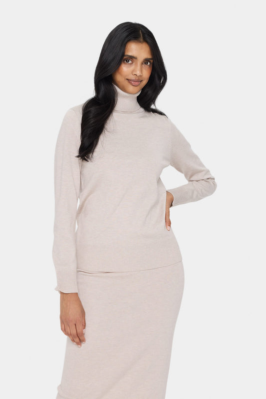 SAINT TROPEZ GRAY MOM MELANGE MILA ROLLNECK PULLOVER