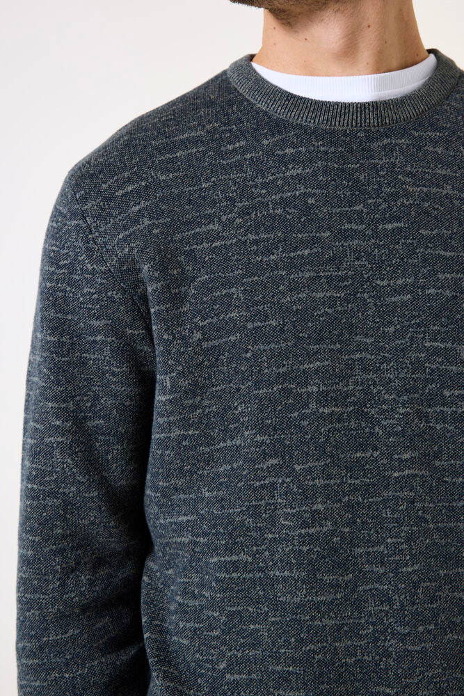 GARCIA MEN'S CREW NECK PULLOVER SWEATER IN FOSSIL BLUE