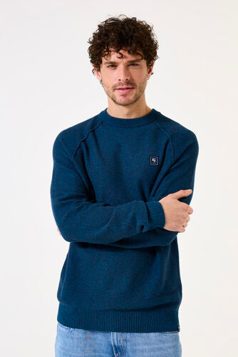 GARCIA MEN'S PULLOVER SWEATER IN FOSSIL BLUE