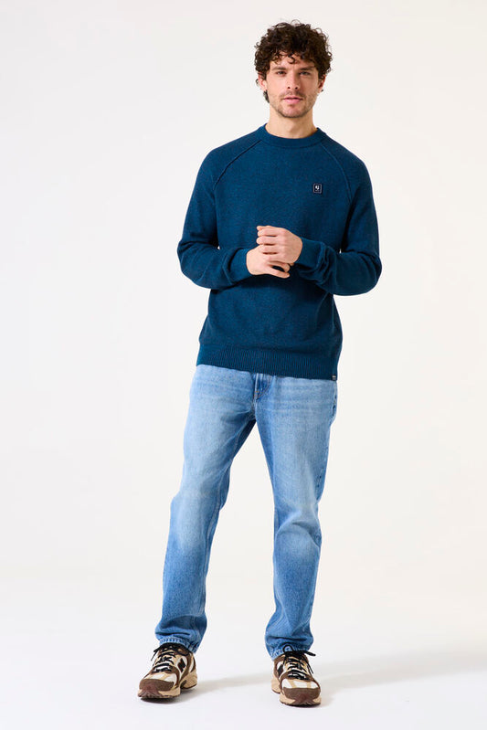 GARCIA MEN'S PULLOVER SWEATER IN FOSSIL BLUE