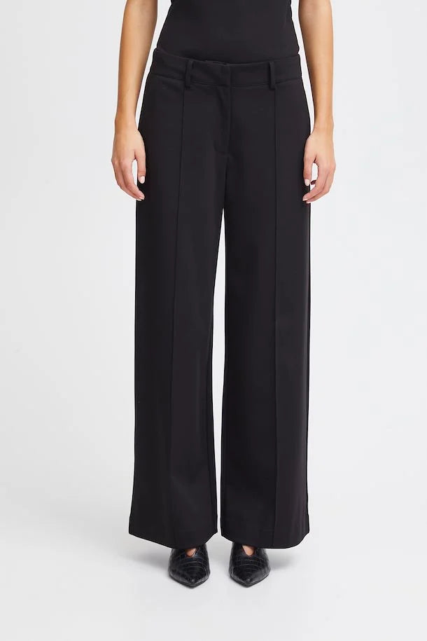 ICHI KATE BLACK OFFICE WIDE LEG PANT