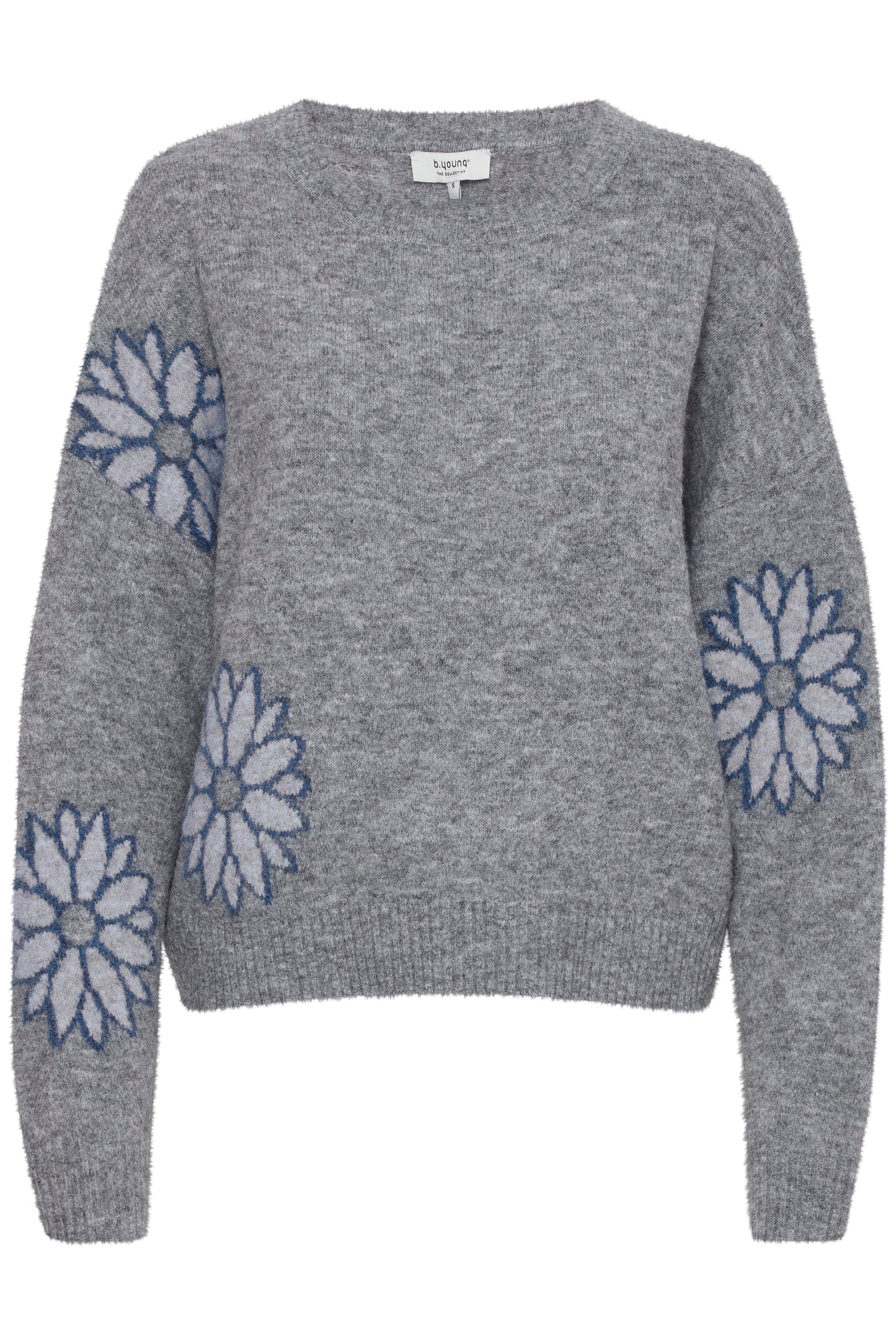 B.YOUNG MID GREY MELANGE MIX OMEA SWEATER