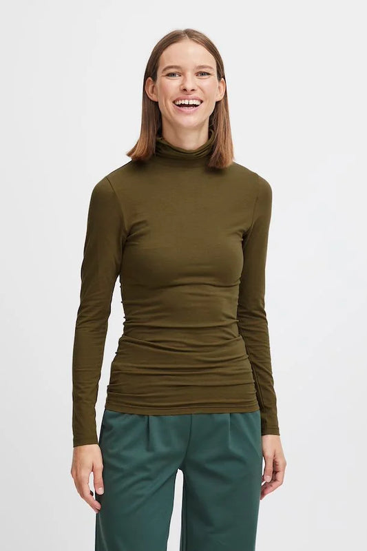 B.YOUNG MILITARY OLIVE PAMILA ROLL NECK T-SHIRT