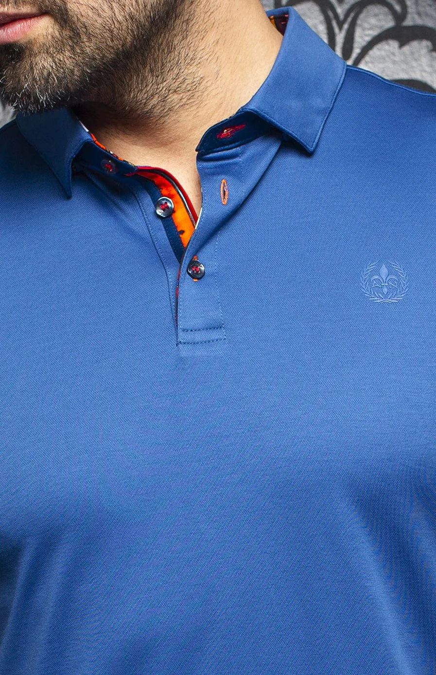 AU NOIR FALCON 360° STRETCH LONG SLEEVE POLO IN BLUE