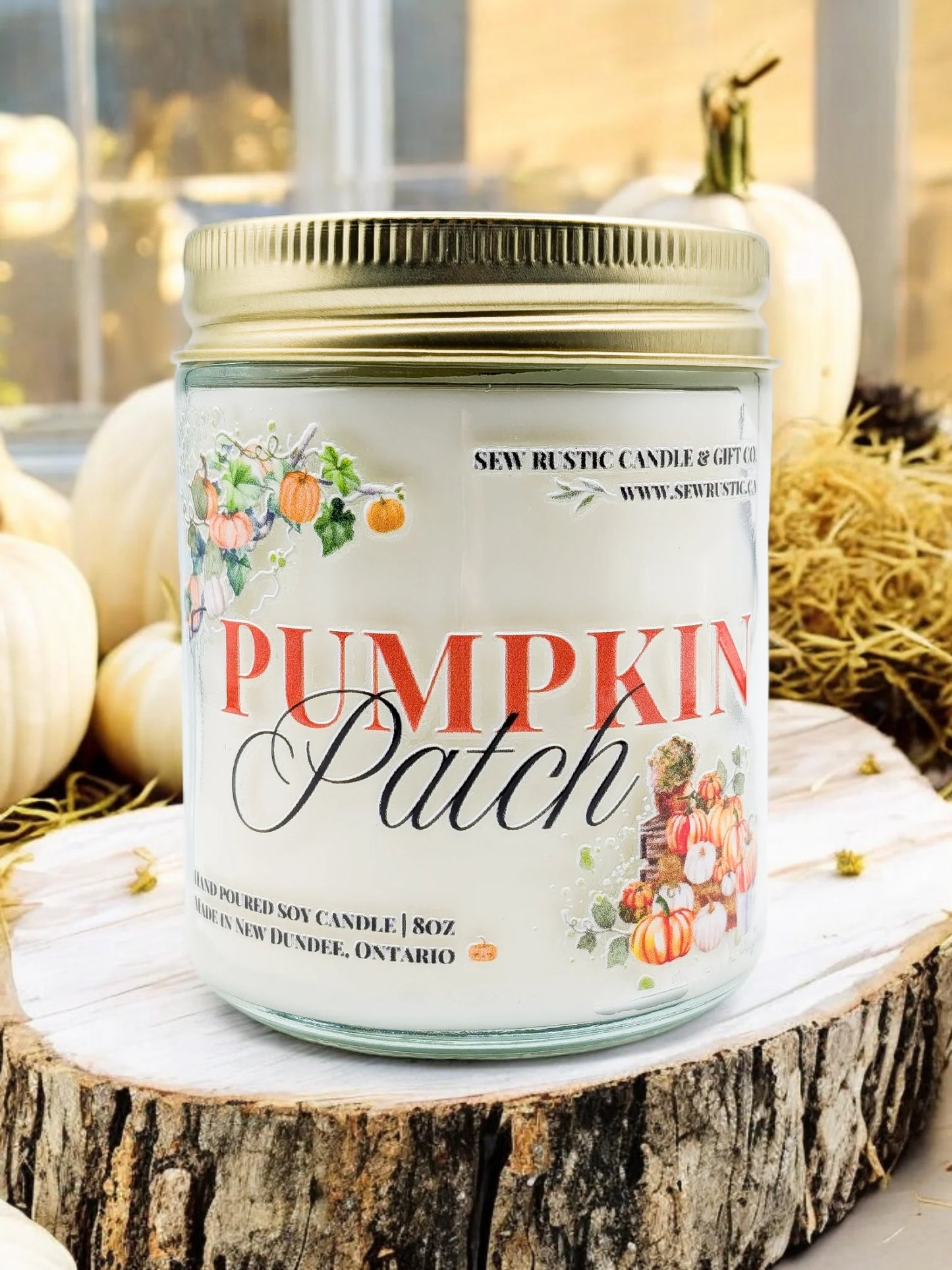 SEW RUSTIC CANDLE & GIFT CO. PUMPKIN PATCH 8oz SOY CANDLE