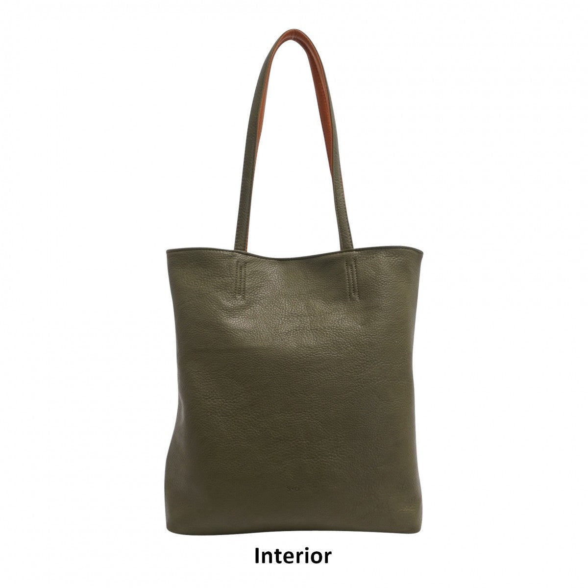 S-Q COGNAC/GREEN AMIA 2-IN-1 REVERSIBLE TOTE