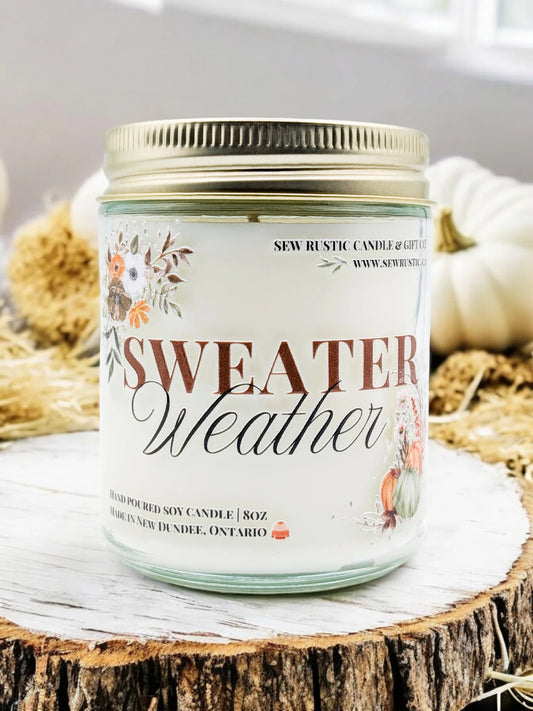 SEW RUSTIC CANDLE & GIFT CO. SWEATER WEATHER 8oz SOY CANDLE